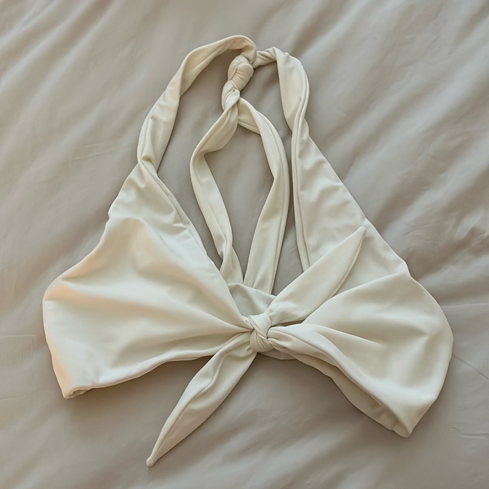 Mikoh Ivory Bikini Front Tie Top